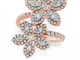 Rose gold Marquise Diamond Floral Promise Ring with Round Diamond Accents_1
