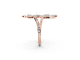 Rose gold Marquise Diamond Floral Promise Ring with Round Diamond Accents_2