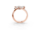 Rose gold Marquise Diamond Floral Promise Ring with Round Diamond Accents_3