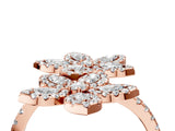 Rose gold Marquise Diamond Floral Promise Ring with Round Diamond Accents_4