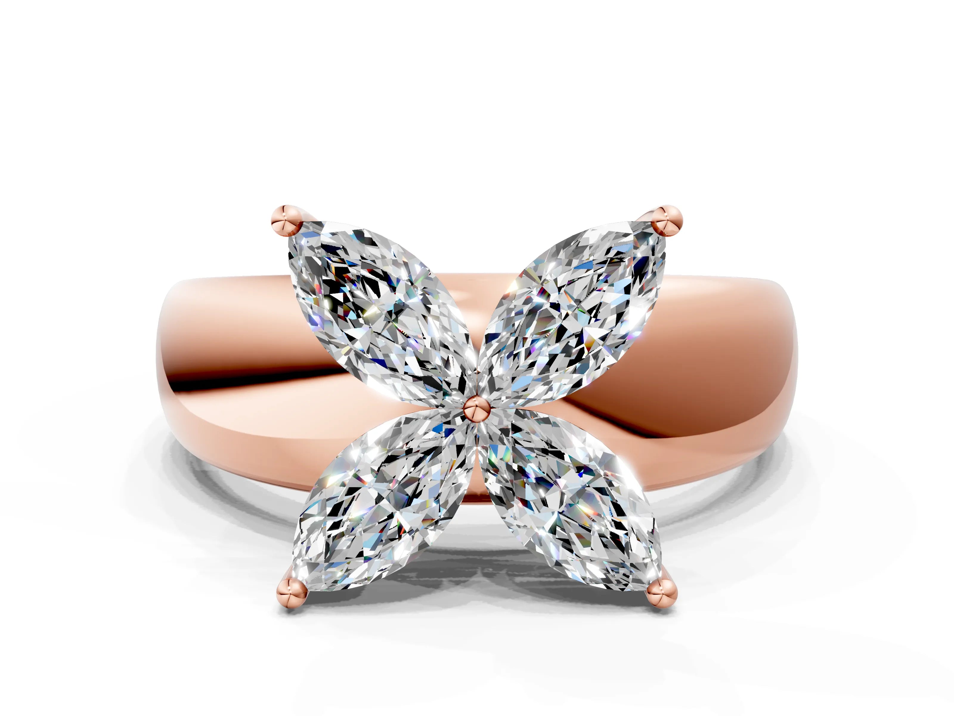 Rose gold Marquise Diamond Floral Promise Ring