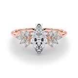 Rose gold Marquise Diamond Floral Side Stone Solitaire with Marquise Accents and Four-Prong Setting 1