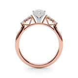Rose gold Marquise Diamond Floral Side Stone Solitaire with Marquise Accents and Four-Prong Setting 2