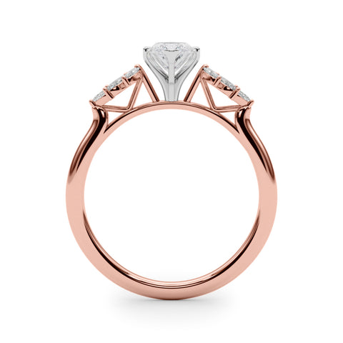 Rose gold Marquise Diamond Floral Side Stone Solitaire with Marquise Accents and Four-Prong Setting 2