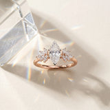 Rose gold Marquise Diamond Floral Side Stone Solitaire with Marquise Accents and Four-Prong Setting_7