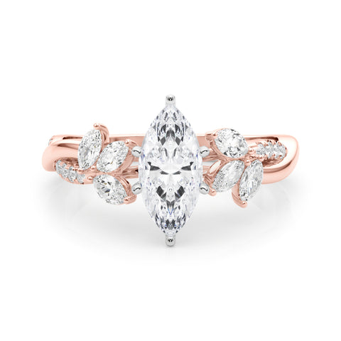 Rose gold Marquise Diamond Floral Vine Solitaire Engagement Ring 1