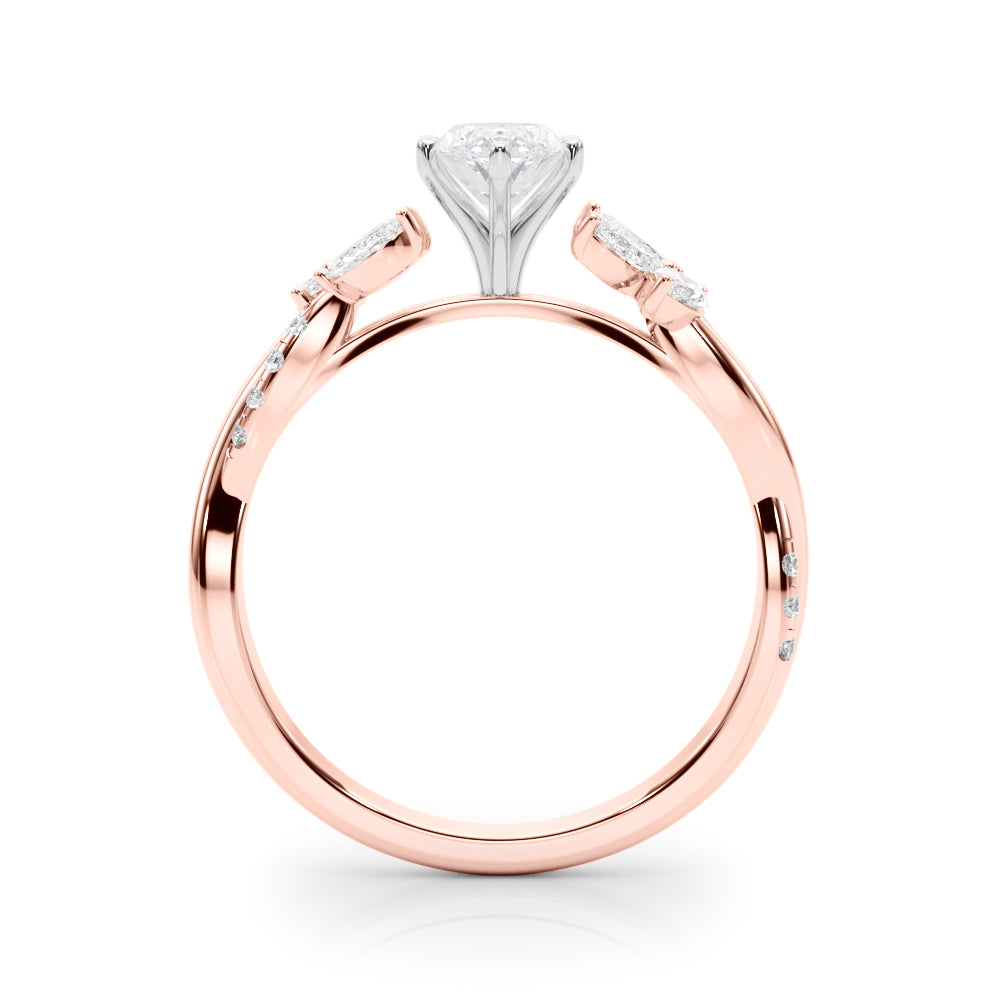 Rose gold Marquise Diamond Floral Vine Solitaire Engagement Ring 2