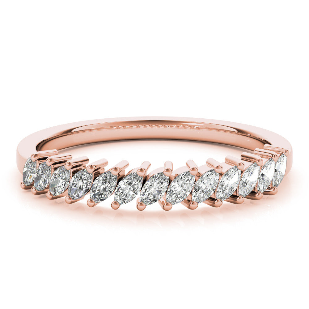 Rose gold Marquise Diamond Half-Eternity Band with Shared Prong Setting 1