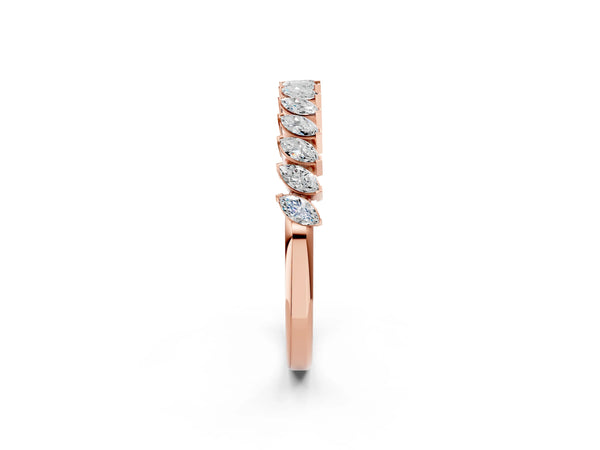 Rose gold Marquise Diamond Half-Eternity Band with Shared Prong Setting