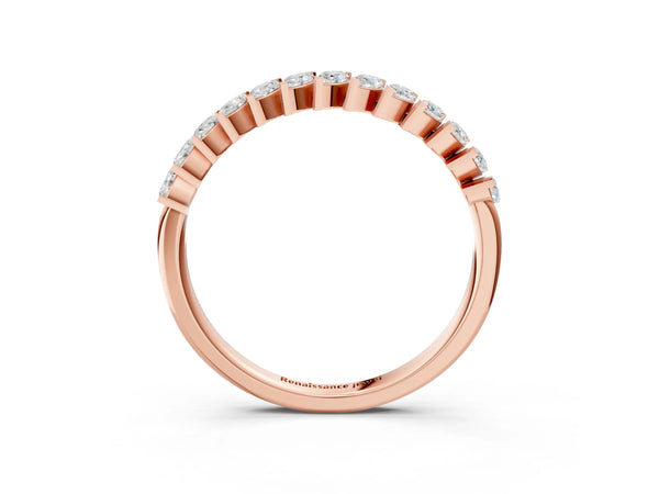Rose gold Marquise Diamond Half-Eternity Band with Shared Prong Setting