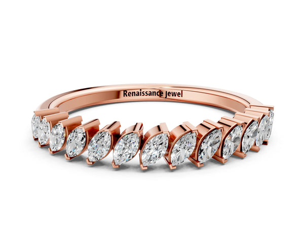 Rose gold Marquise Diamond Half-Eternity Band with Shared Prong Setting