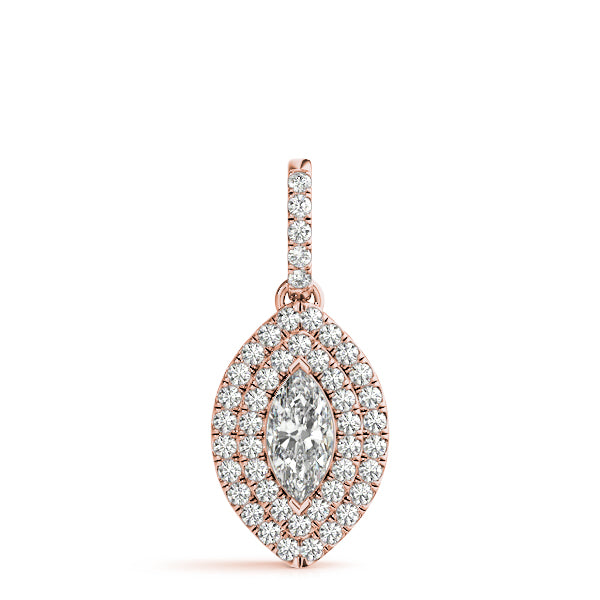 Rose gold Marquise Diamond Halo Pendant with Pavé Setting