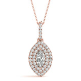 Rose gold Marquise Diamond Halo Pendant with Pavé Setting