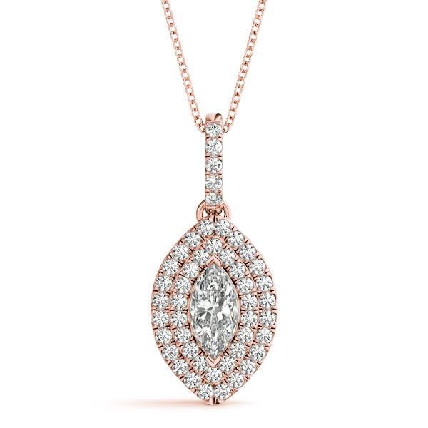 Rose gold Marquise Diamond Halo Pendant with Pavé Setting