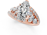 Rose gold Marquise Diamond Halo Ring with Marquise and Pavé Band in Prong Setting_93