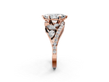 Rose gold Marquise Diamond Halo Ring with Marquise and Pavé Band in Prong Setting_94