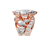 Rose gold Marquise Diamond Halo Ring with Marquise and Pavé Band in Prong Setting_97