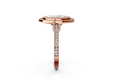 Rose gold Marquise Diamond Halo Ring with Milgrain Frame and Pavé Band 2
