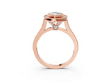 Rose gold Marquise Diamond Halo Ring with Milgrain Frame and Pavé Band 3