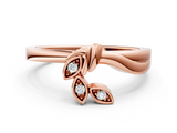 Rose gold Marquise Diamond Leaf Bypass Ring with Bezel Setting_4