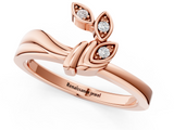 Rose gold Marquise Diamond Leaf Bypass Ring with Bezel Setting_5