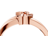 Rose gold Marquise Diamond Leaf Bypass Ring with Bezel Setting_8