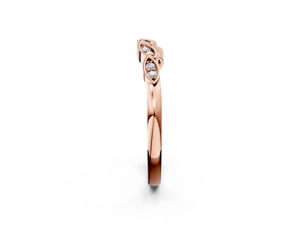 Rose gold Marquise Diamond Leaf Eternity Band with Bezel Setting