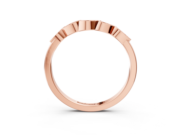 Rose gold Marquise Diamond Leaf Eternity Band with Bezel Setting