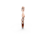 Rose gold Marquise Diamond Leaf Twist Eternity Band with Bezel Setting_24