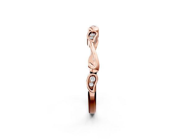 Rose gold Marquise Diamond Leaf Twist Eternity Band with Bezel Setting