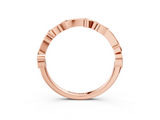 Rose gold Marquise Diamond Leaf Twist Eternity Band with Bezel Setting_25