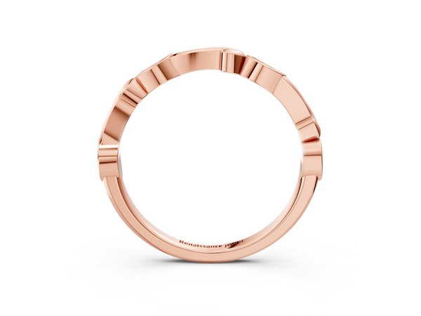 Rose gold Marquise Diamond Leaf Twist Eternity Band with Bezel Setting