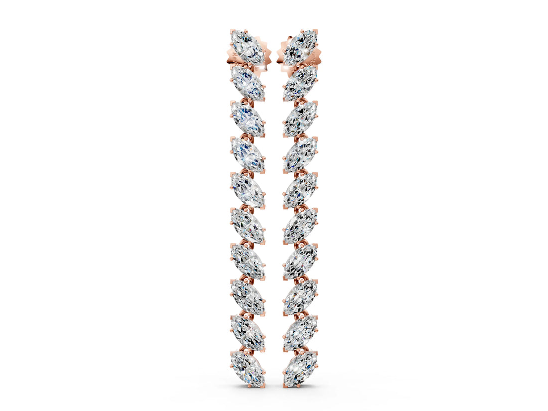 Rose gold Marquise Diamond Linear Dangle Earrings_4