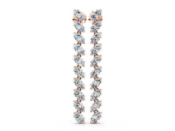 Rose gold Marquise Diamond Linear Dangle Earrings