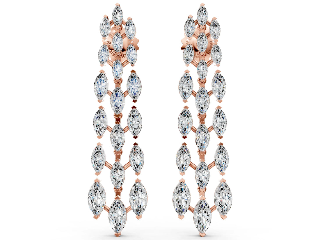 Rose gold Marquise Diamond Linear Drop Earrings