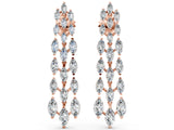 Rose gold Marquise Diamond Linear Drop Earrings