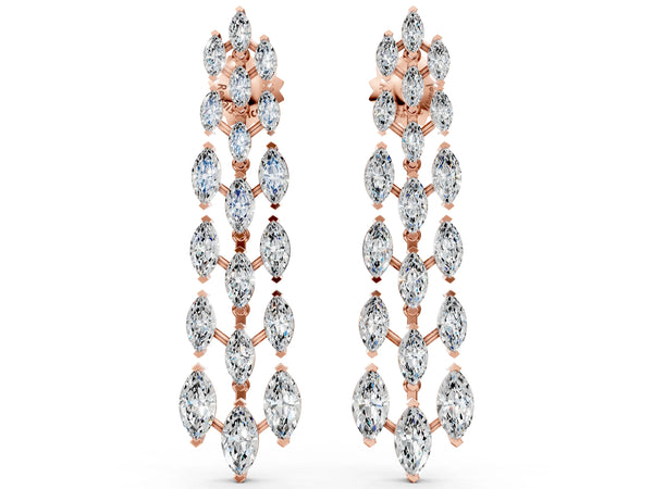 Rose gold Marquise Diamond Linear Drop Earrings