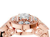 Rose gold Marquise Diamond Milgrain Marquise Filigree Engagement Ring with Prong Setting_10