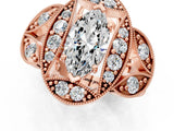 Rose gold Marquise Diamond Milgrain Marquise Filigree Engagement Ring with Prong Setting_7