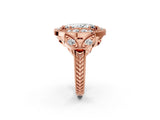 Rose gold Marquise Diamond Milgrain Marquise Filigree Engagement Ring with Prong Setting_8