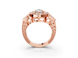 Rose gold Marquise Diamond Milgrain Marquise Filigree Engagement Ring with Prong Setting_9
