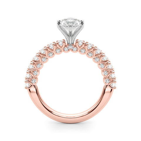 Rose gold Marquise Diamond Pavé Band Solitaire Ring with Four-Prong Setting 2