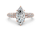 Rose gold Marquise Diamond Pavé Band Solitaire Ring with Four-Prong Setting_49