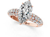 Rose gold Marquise Diamond Pavé Band Solitaire Ring with Four-Prong Setting_50