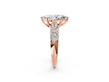 Rose gold Marquise Diamond Pavé Band Solitaire Ring with Four-Prong Setting_51