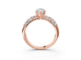 Rose gold Marquise Diamond Pavé Band Solitaire Ring with Four-Prong Setting_52