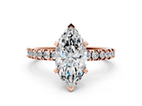 Rose gold Marquise Diamond Pavé Band Solitaire with Four-Prong Setting_203