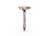 Rose gold Marquise Diamond Pavé Band Solitaire with Four-Prong Setting_205