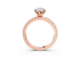 Rose gold Marquise Diamond Pavé Band Solitaire with Four-Prong Setting_206