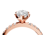 Rose gold Marquise Diamond Pavé Band Solitaire with Four-Prong Setting_207
